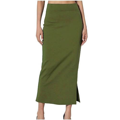 Side Slit Pencil Skirt for Women Slim-fit High Waist Elegant Office Soft Long Skirt Dinner Cocktail Bodycon Skirts