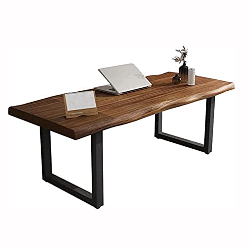 SXZenSpace Escritorio de Ordenador de Madera Maciza para Oficina en casa, Estilo nórdico, con Soporte metálico, 120x60x75cm, Tablero de Pino, estación de Trabajo para Estudio, Lectura y traba