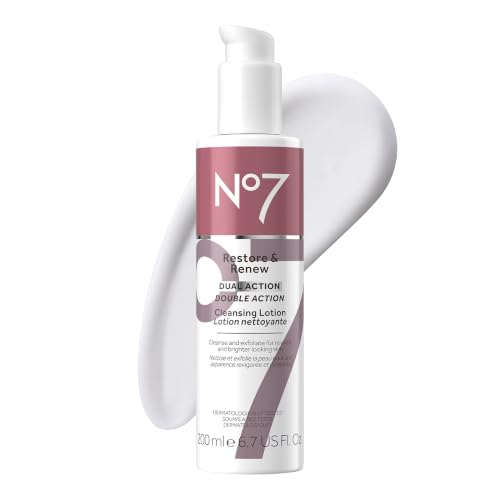 No7 Restore & Renew Dual Action Cleansing Lotion, 6.7 Fl oz