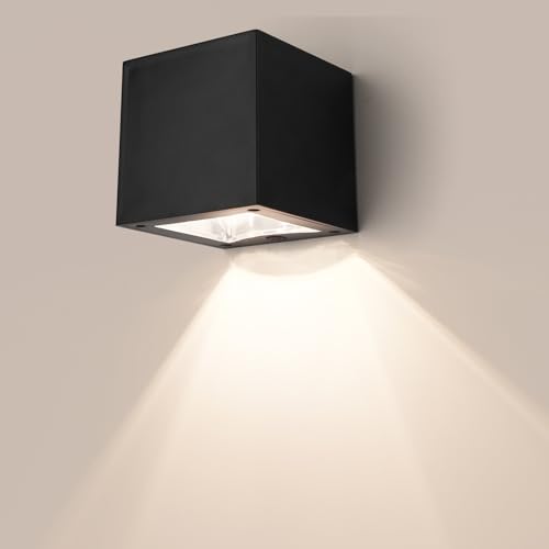 AWSGHLF Solar Up and Down Wall Lights, Waterproof Steel Solar Fence Light Wireless Garden Wall Lights Modern Design Light Patio Terrace Front Door Pathway Solar Sensor Outdoor Light, SSFF-FBA-4443679