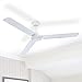 Deckenventilator – 3 Stufen - Deckenlüfter schaltbar mit Wandschalter - Leise Ventilator - Durchmesser 142 cm Rechts-Lauf - Metall Weiß - Flügel Eisen weiß