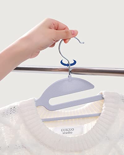 Plastic Hangers 60 Pack, Premium Quality Plastic Suit Hangers, S-Shaped Opening, Non-Slip, Space-Saving, 360º Swivel Hook, 16.5 Inches Long, 0.2" Thickness Super Lightweight Organizer #TOP5