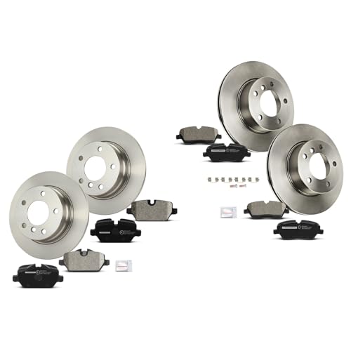 Frankberg Bremsensatz inkl. 4x Bremsscheiben + 8x Bremsbeläge Vorne Hinten Kompatibel mit 1er E81 1.6L 2.0L 2004-2011 Replace# 34116767144, 34116774050