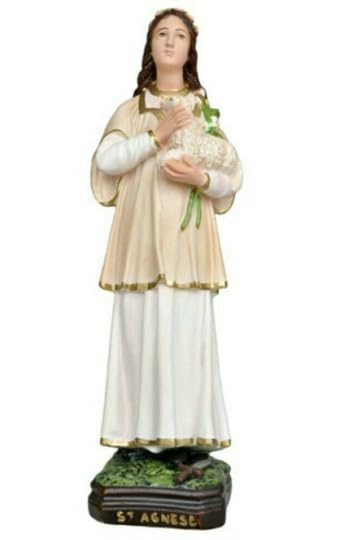 ArteSacraCaravaggio Statua di Sant' Agnese, cm 40 (15,74 inches) in resina decorata a mano di produzione artigianale italiana