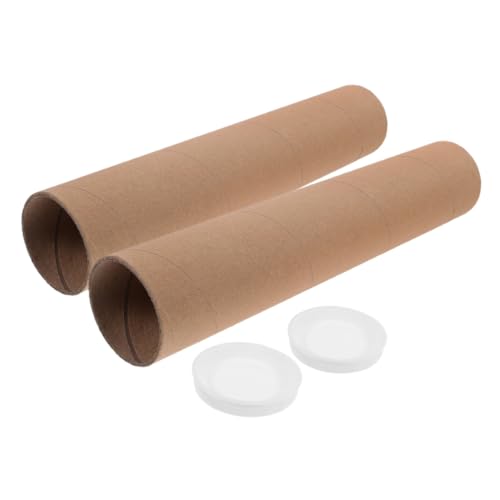 Abaodam 2個 丈夫な牛皮紙製ポスターキャリアチューブ 内径 厚さ 丸型クラフトボードシリンダー 書類やポスターの郵送用収納筒 や 輸送に