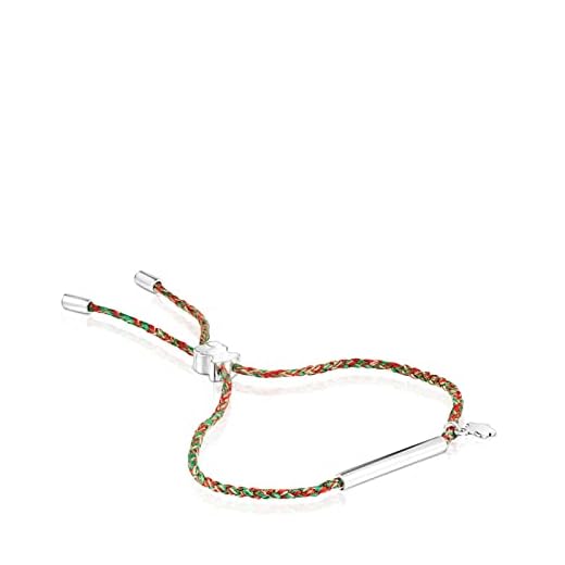 TOUS Pulsera flor de plata y hilo trenzado rojo TOUS Good Vibes