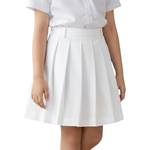 Image of AMBIKA STORES & READYMADES Girls Terrycot One Side Pleated Skirt, Girl's Skirt School Uniform (White, 20)