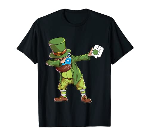 St Patricks Day 2021 Dabbing Leprechaun Mask Boys Kids Men T-Shirt