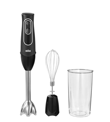 Braun MultiQuick 5 Immersion Hand Blender with Dual Speed + Turbo and Patented Technology, 350W - Includes Beaker and Whisk, Black, MQ505