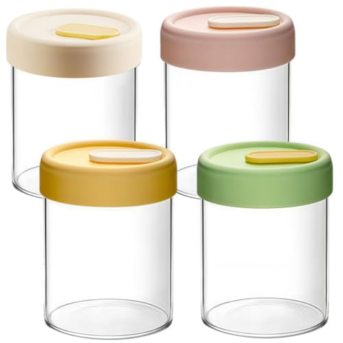 4 Pack 13.5oz Glass Overnight Oats Jars, with Storage Jars with Silicone Lids, High Borosilicate Glass Airtight Canister for Kitchen Storage,Oats,Canning,Sauce,Glass Soup Contain (400ML-4Pack)