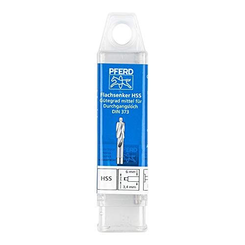PFERD HSS Flat Countersink with Guide pins, Diameter 6.0 mm, Shaft Diameter 5 mm, DIN 373, Medium, 25203107 - for Through Holes - Image 2