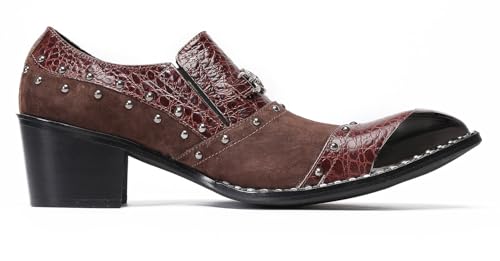 Santimon Men's Slip On Shoes Casual Loafers - Genuine Leather Sequin Penny Loafers with Beads & Metal Pointed Toe for Wedding, Party & Ballroom Bar2