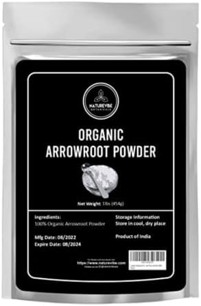 Naturevibe Botanicals Organic Arrowroot Powder, 16 Ounces | Arrowroot Flour or Starch | Gluten Free and Non-GMO | Manihot esculenta | Cooking and Baking | Thickening Agent [Packaging May Vary]