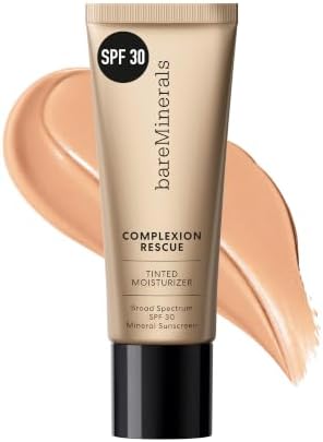 bareMinerals Complexion Rescue Tinted Moisturizer with SPF 30, Hydrating Tinted Mineral Sunscreen with Hyaluronic Acid, Sheer-to-Light Coverage, Multi-tasking, Skincare Infused Makeup