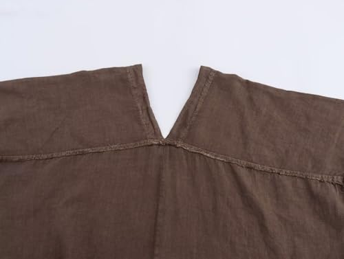 Archicolor Vestido longo estilo preguiçoso marroquino solto minimalista moda feminina retrô linho te