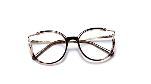 Óculos Armação Feminino Redondo Com Lentes Sem Grau Aa-6814 Cor: Rosa-Oncinha