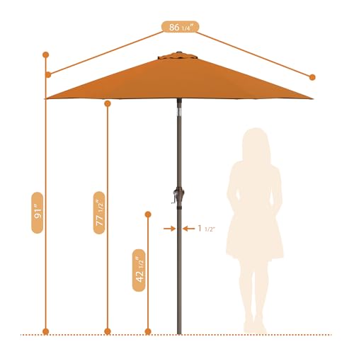 Sunline 7.5 ft Patio Umbrella with Crank & Push Button Tilt, Outdoor Market Umbrella with UV Protection & Wind Vent and Fiberglass Ribs, Metal Frame for Deck, Pool & Table, Tuscan by California Umbrella - Used condition - Image 6