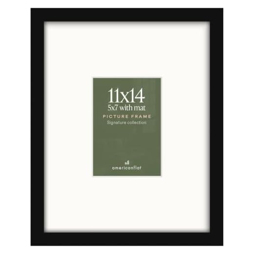 Americanflat 11x14 Picture Frame in Black - Displays 5x7 With Mat and 11x14 Without Mat - Composite Wood with Shatter Resistant Glass - Horizontal and Vertical Formats for Wall