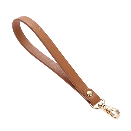 Yetaha Tan 15 * 0.8cm Wristlet Strap, Genuine Leather Short Purse Strap, Key-chain Handle Rope for Wallets, Clutches & DIY Handbag Accessories
