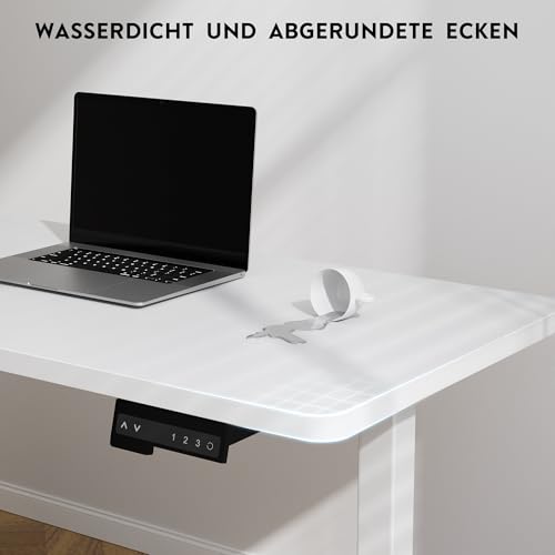 BONTEC Tischplatte 120x60 cm, 25 mm Dick Holz, DIY Bürotischplatte, Kompatibel Mit Höhenverstellbarem Gestell, Abriebfest, Wasserfest, Arbeitsplatte Für Büro Und Gaming, Weiß