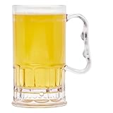 10 oz. Plastic Beer Mugs with Handles, Reusable Dishwasher Safe Plastic for Indoor/Outdoor Use, BPA Free SAN, by 00082-1-SAN-CL-EC (Pack of 4)