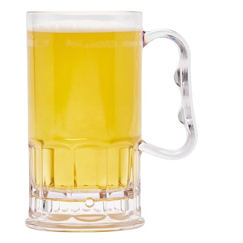 G.E.T. Shatter-Resistant Plastic Beer Mug/Stein, 10 Ounce, BPA Free, 0082-1-SAN-CL-EC (Set of 4) , C/lear