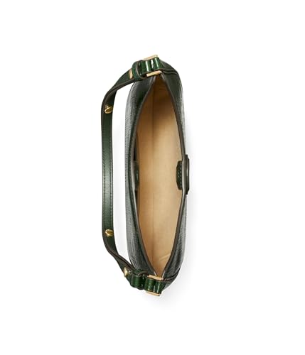 Tory Burch Robinson Crosshatched Convertible Crescent Bag, Evergreen2