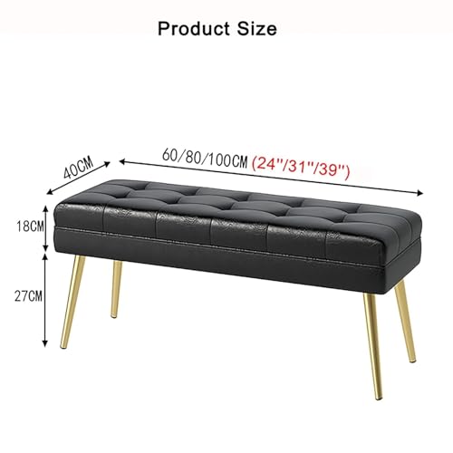 Banc à chaussures confortable en similicuir marron ottoman de bout de lit - 3