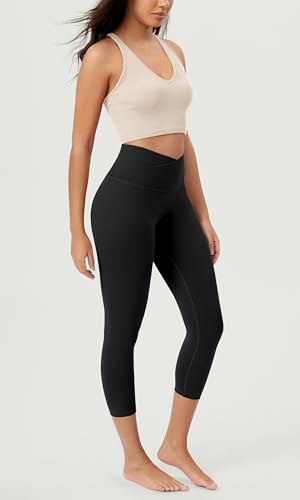 ODODOS Women's Crossover Leggings with Back Pocket, 23" / 25" / 28" Buttery Soft V High Wasit Lounge Yoga Pants4