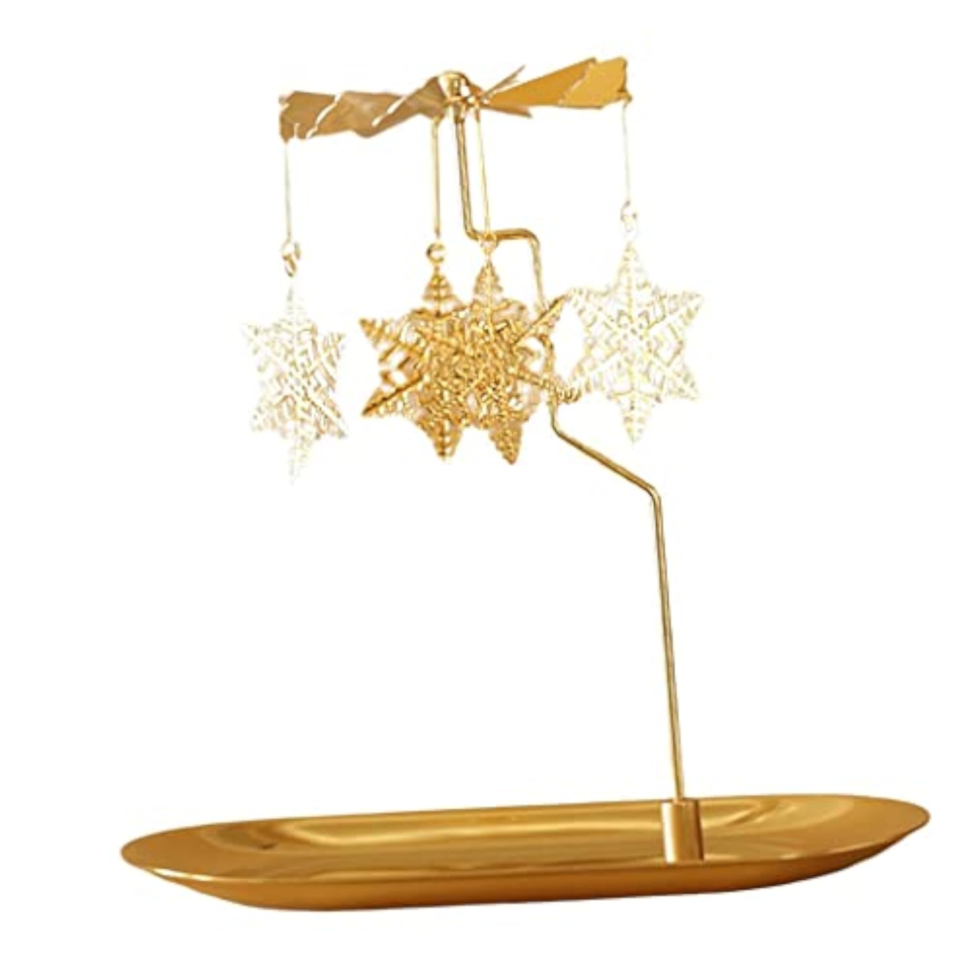 Rotating Spinning Tea Light Holder Stand Snowflake