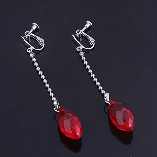 Hunter X Hunter Kurapika Earrings - Anime Cosplay Drop Earrings Accessories For Women Girls (Red Clip On Earrings) #TOP3