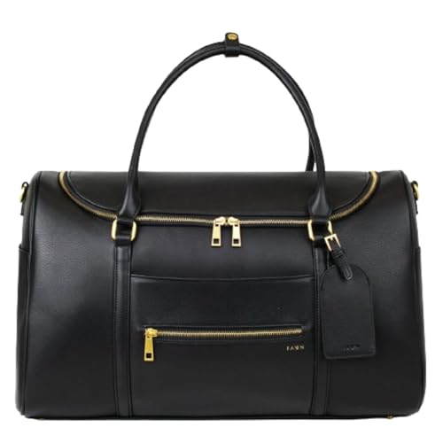 FAWN DESIGN The Weekender Bag, Bundle of Travel Bags for Women with 1 Airplane Carryon Bag and 2 Makeup Cosmetic Bags, Premium Matte Faux Leather Duffle Bag for Travel, Gym Bag, Black2