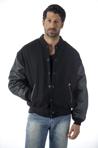 REED EST. 1950 Men’s Premium Varsity Jacket – Made in USA Wool Body with Leather Sleeves, Relaxed Fit, Quilted Lining2