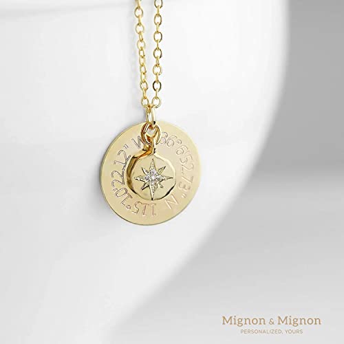 MignonandMignon Custom Coordinates Necklace, Personalized North Star Pendant, Compass Latitude Longitude Jewelry, Graduation, Gifts for Mom or Her – LCN-DC4