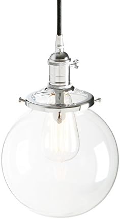 7.9"RETRO INDUSTRIAL CEILING PENDANT LIGHT LOFT LAMP GLOBE GLASS SHADE BATHROOM | UK