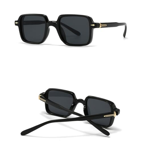 Lunettes de soleil carrées hommes olive style rétro rivets - 2