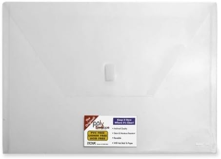 Wholesale CASE of 25 - Itoya Transparent Hook/Loop Closure Poly Envelopes-Poly Envelopes,13"x9-3/8", Clear
