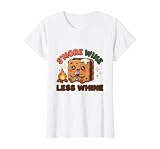 S'more Wine Less Whine Funny Camping Glamping Design T-Shirt, Women, White, X-Small