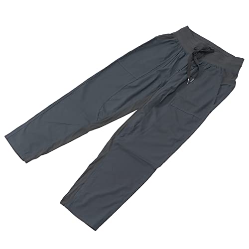 Calça de moletom feminina de nylon respirável casual com cordão para corrida e ciclismo (verde e pre