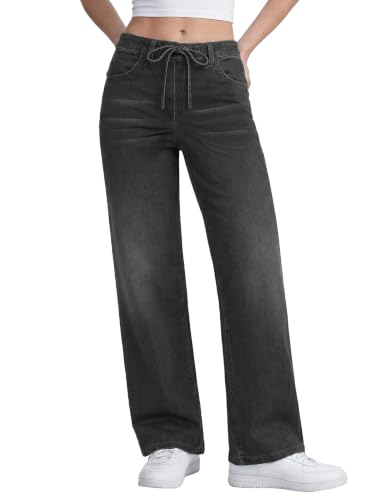 FireSwan Women's Trendy Wide Leg Jeans Stretchy Casual Baggy Denim Pants