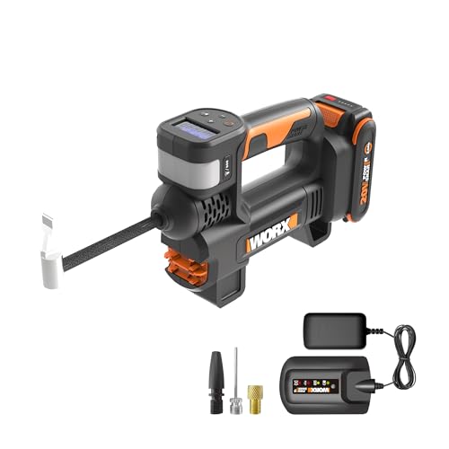 WORX Tire Inflator Portable Air Compressor, Cordless Air Pum...