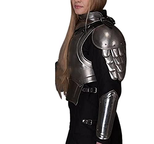 Fantasy Costume Lady Steel Armor Full bracers, pauldrons, Gorget, Cuirass, Greaves