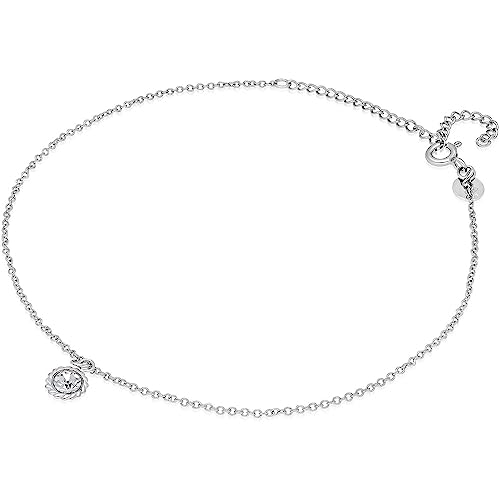 Cavigliera da Donna di Gioia Pura. Gioiello Realizzato in Argento 925 con zirconi di Colore Bianco. Chiusura: moschettone. Simbolo: Punto Lucchetto Rotondo. La referenza è INS130CV001RHWH.