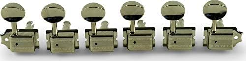 Kluson 6 In Line Supreme Series Tuning Machines With Staggered Posts Nickel With Metal Oval Button