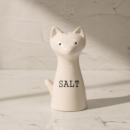 Image of Pup & Purr Salt & Pepper Shaker Set - Set of 2 Handcrafted Ceramic Shakers - Minimal Tabletop Essentials for Everyday Dining