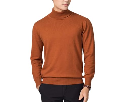 Dcvmvmn Men's Autumn and Winter Sweater Pullover Half High Collar Soft Warm Pullover Knitted Sweater Brown
