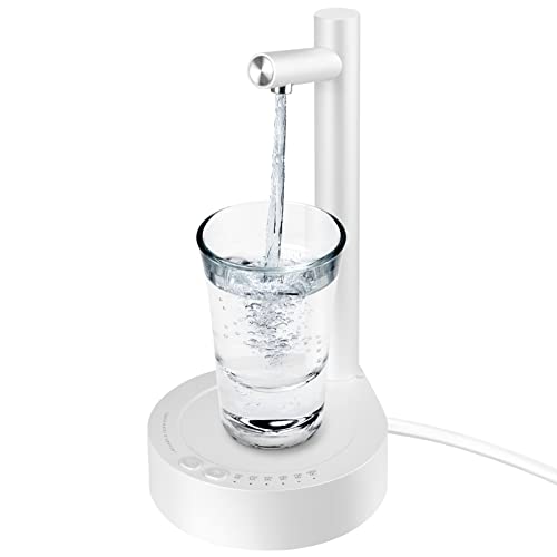 Intelligent Desktop Water Bottle Dispenser, Portable Removable 5 Gallon Electric Water Bottle Pump, Universal Water Jugs Pump USB Charging Automatic Water Dispenser for Home, Office, Outdoor (White)