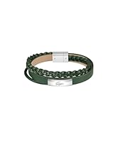 Lacoste Men's Stainless Steel & Green Leather Bracelet, 2040319, Green, 190 mm