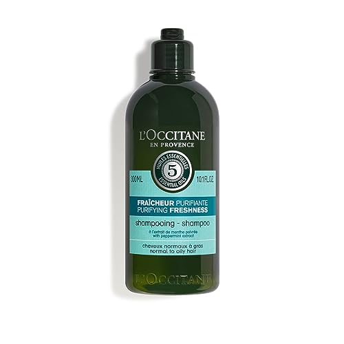 L'OCCITANE - Champú Frescor revitalizante - 300 ml - Cabello y cuero cabelludo con tendencia grasa - Fabricado en Francia