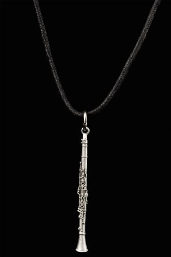Harmony Jewelry Elegant Clarinet Necklace, Pewter